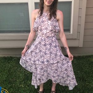 Blush pink open back Anthropologie dress